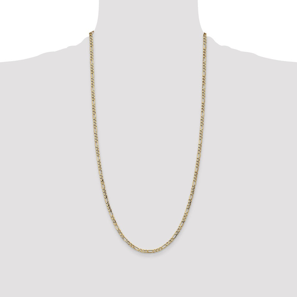 14K 3.5mm Semi-Solid Figaro with Lobster Clasp Chain