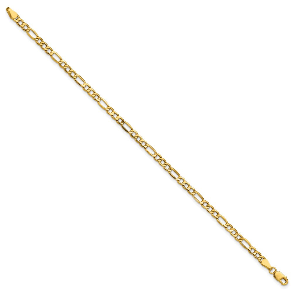 14K 3.5mm Semi-Solid Figaro with Lobster Clasp Anklet