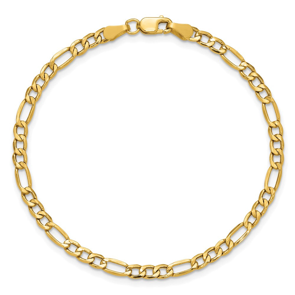 14K 3.5mm Semi-Solid Figaro with Lobster Clasp Anklet