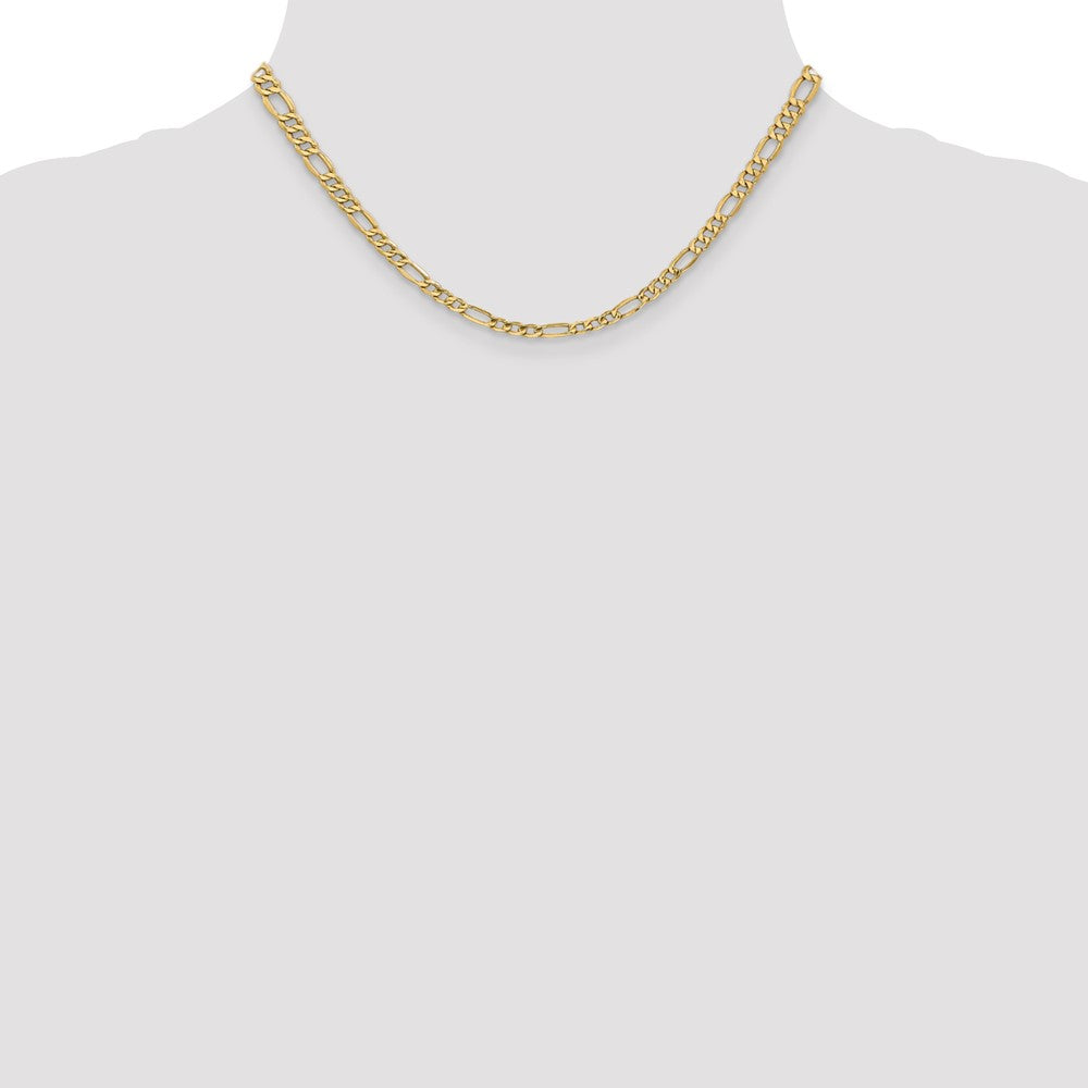 14K 4.2mm Semi-Solid Figaro with Lobster Clasp Chain