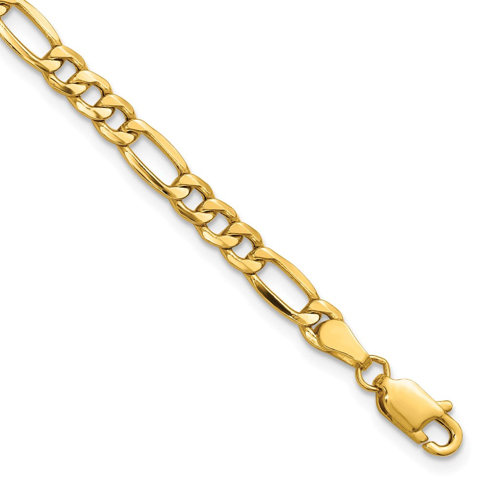 14K 4.2mm Semi-Solid Figaro with Lobster Clasp Bracelet