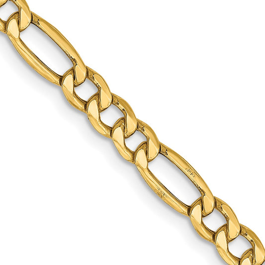 14K 4.2mm Semi-Solid Figaro with Lobster Clasp Chain