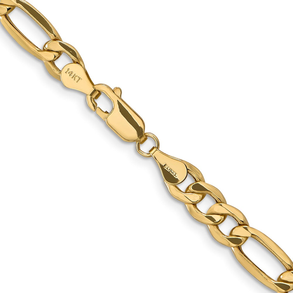 14K 6.25mm Semi-Solid Figaro with Lobster Clasp Chain