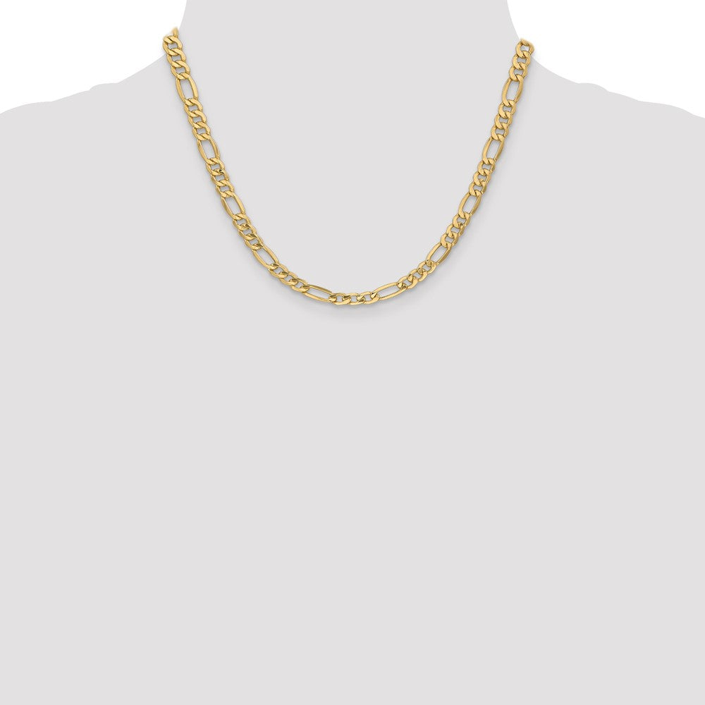 14K 6.25mm Semi-Solid Figaro with Lobster Clasp Chain
