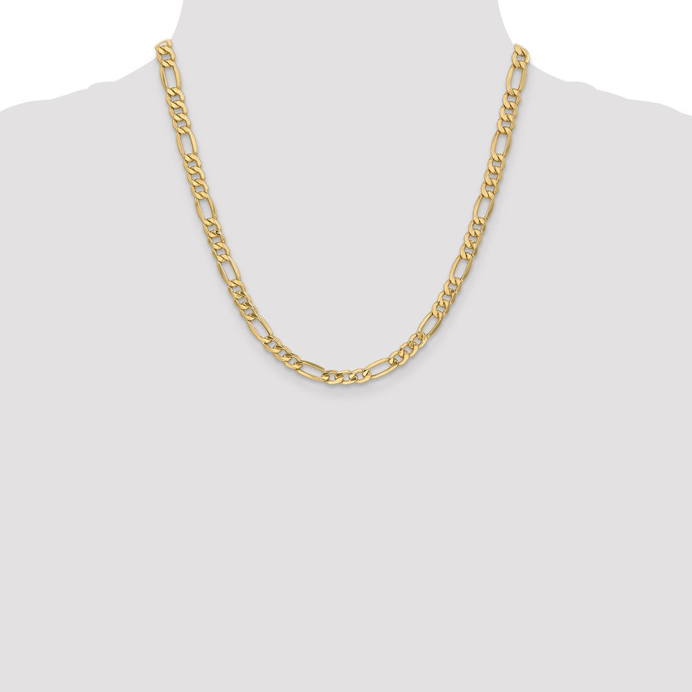 14K 6.25mm Semi-Solid Figaro with Lobster Clasp Chain
