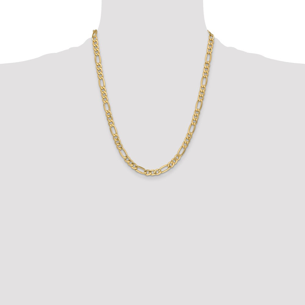 14K 6.25mm Semi-Solid Figaro with Lobster Clasp Chain