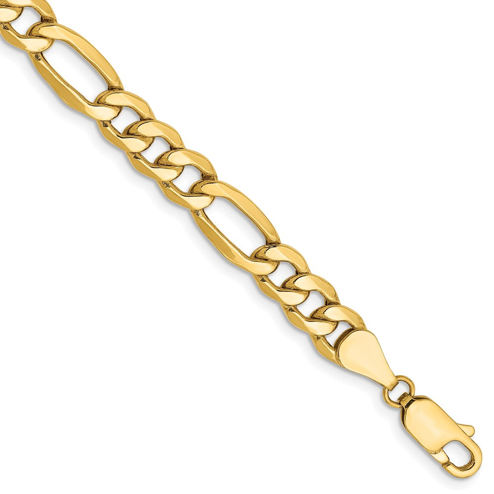 14K 6.25mm Semi-Solid Figaro with Lobster Clasp Bracelet