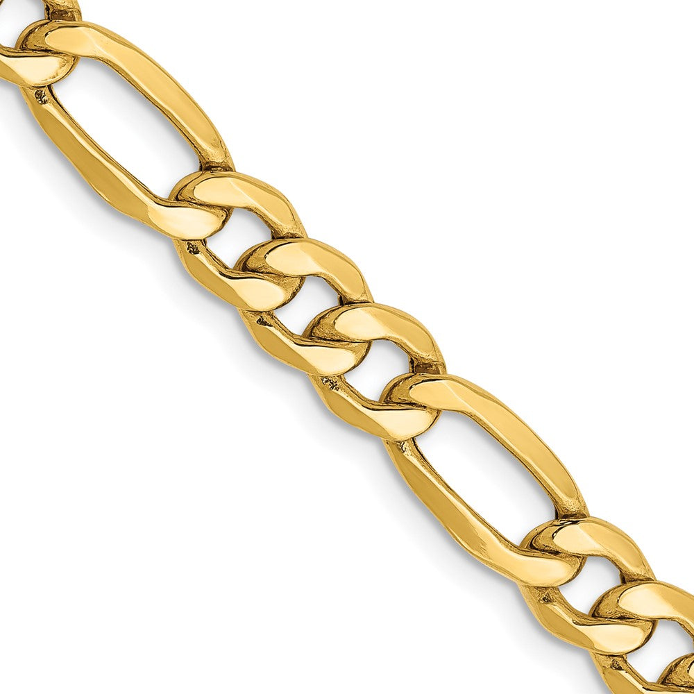 14K 6.25mm Semi-Solid Figaro with Lobster Clasp Chain