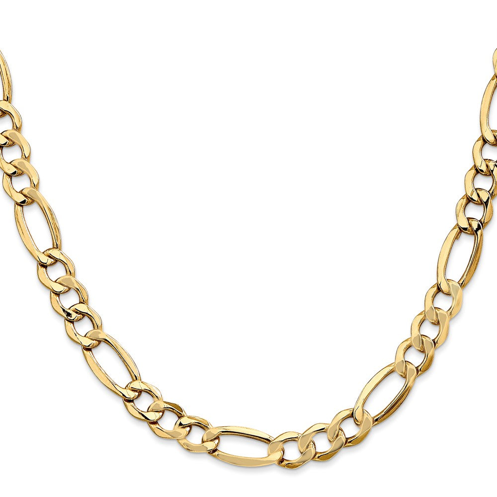 14K 7.3mm Semi-Solid Figaro with Lobster Clasp Chain