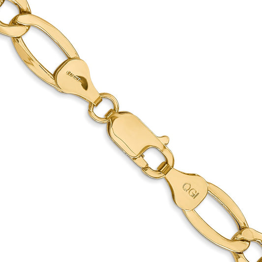 14K 7.3mm Semi-Solid Figaro with Lobster Clasp Chain