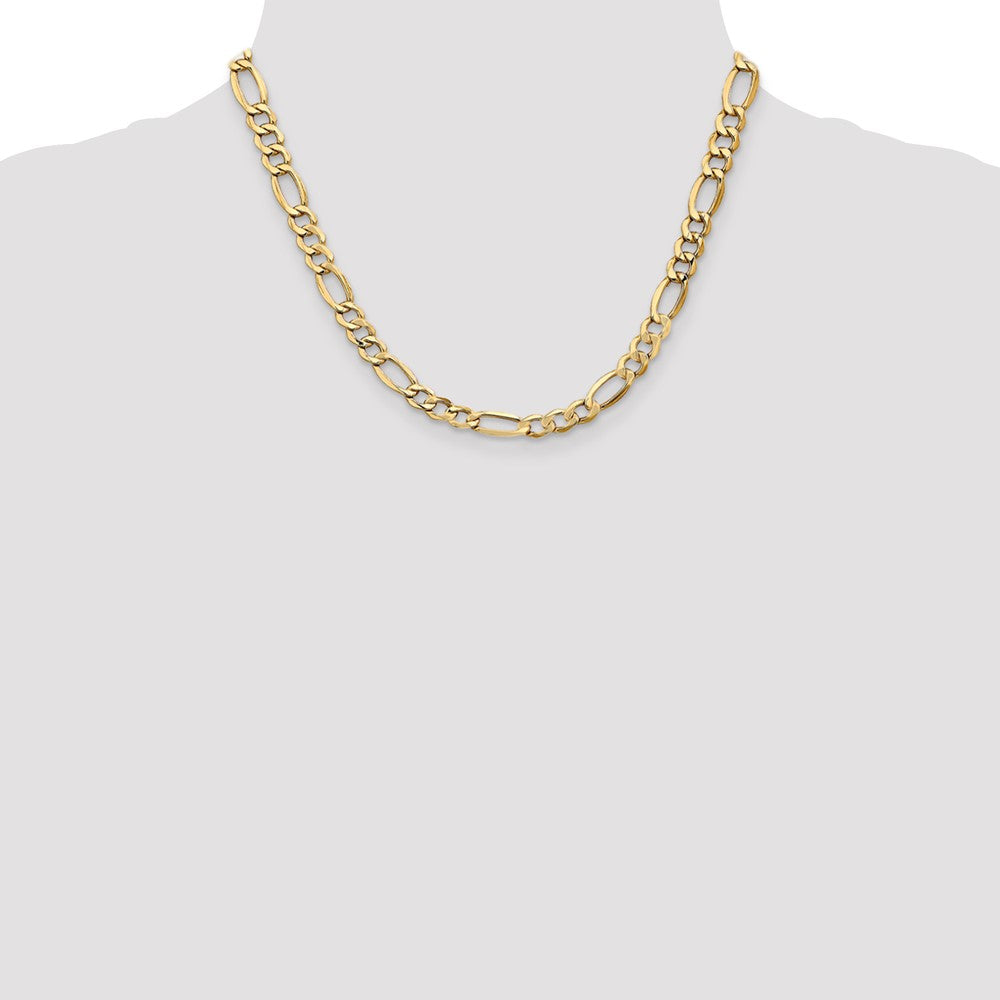 14K 7.3mm Semi-Solid Figaro with Lobster Clasp Chain
