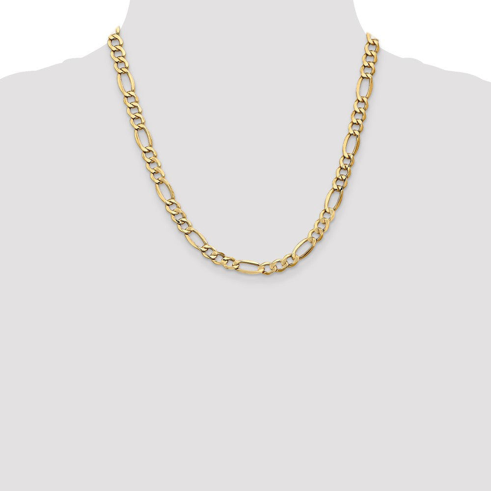 14K 7.3mm Semi-Solid Figaro with Lobster Clasp Chain
