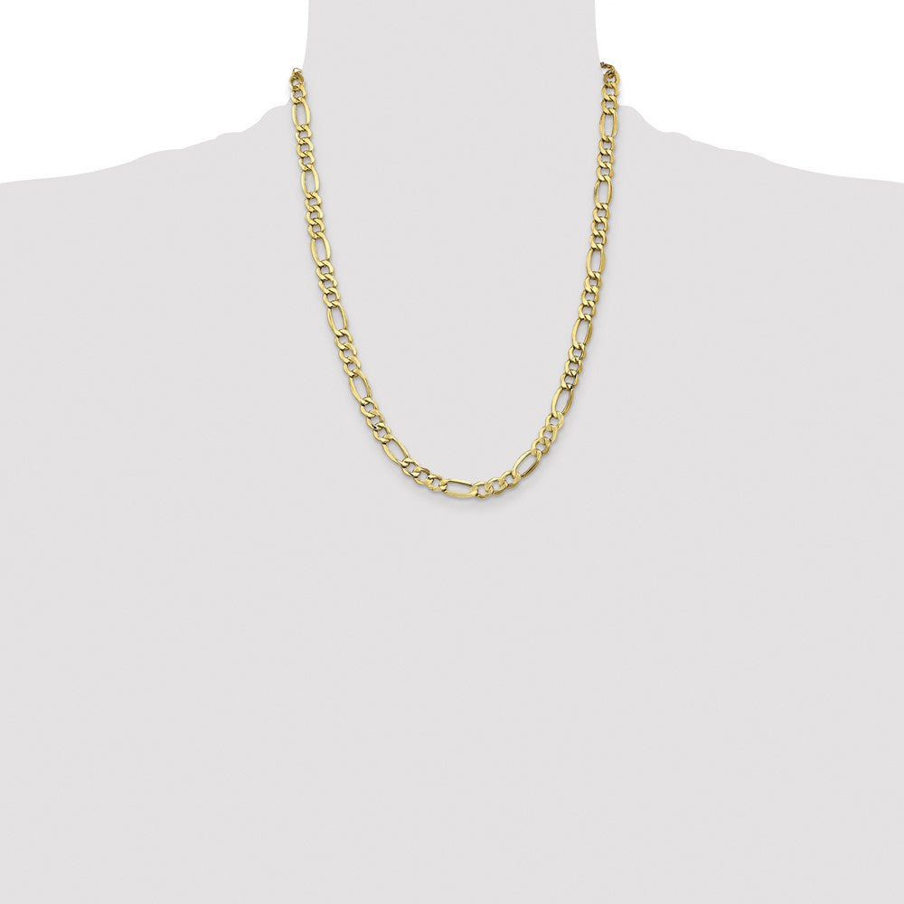14K 7.3mm Semi-Solid Figaro with Lobster Clasp Chain