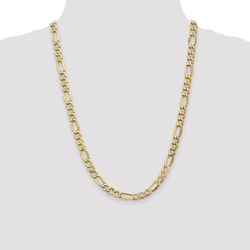 14K 7.3mm Semi-Solid Figaro with Lobster Clasp Chain