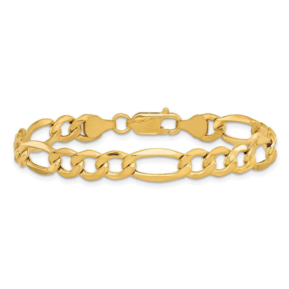14K 7.3mm Semi-Solid Figaro with Lobster Clasp Bracelet