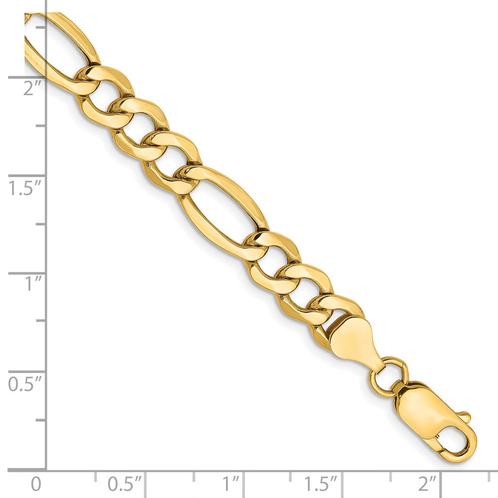 14K 7.3mm Semi-Solid Figaro with Lobster Clasp Bracelet