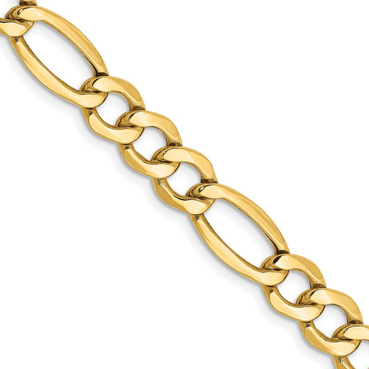 14K 7.3mm Semi-Solid Figaro with Lobster Clasp Chain