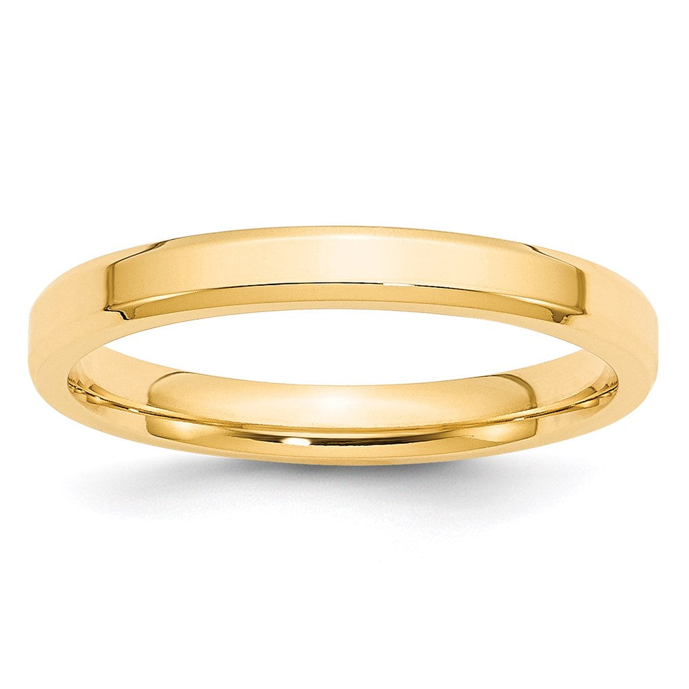 14k Yellow Gold 3mm Beveled Edge Comfort Fit Wedding Band 