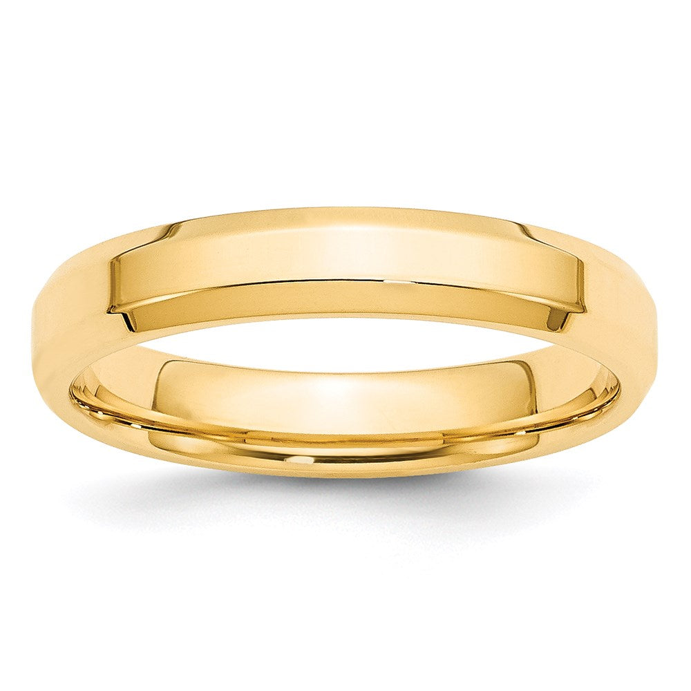 14k Yellow Gold 4mm Beveled Edge Comfort Fit Wedding Band 