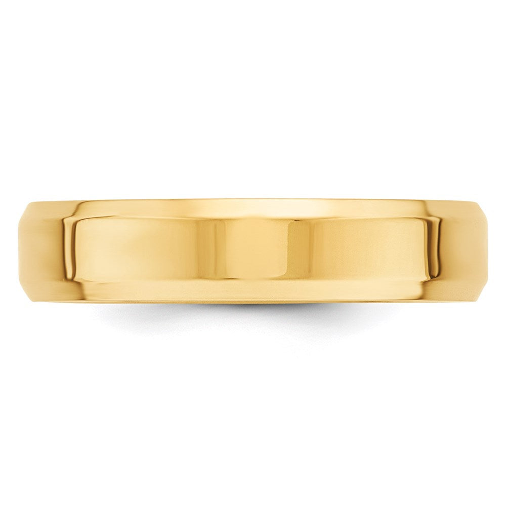 14k Yellow Gold 5mm Beveled Edge Comfort Fit Wedding Band