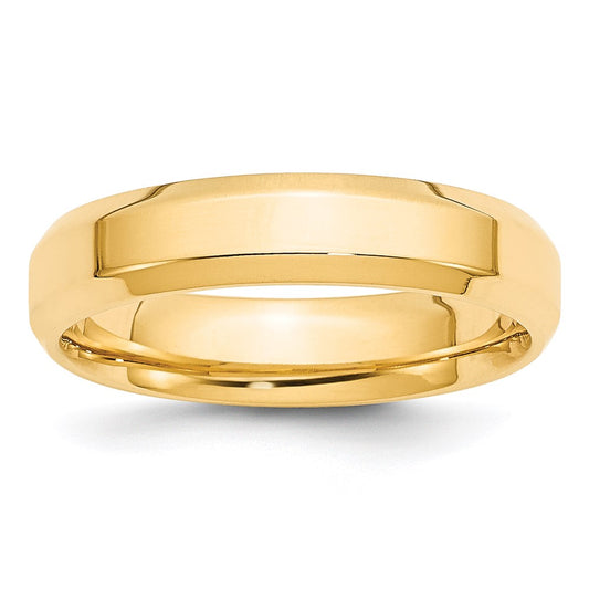 14k Yellow Gold 5mm Beveled Edge Comfort Fit Wedding Band 