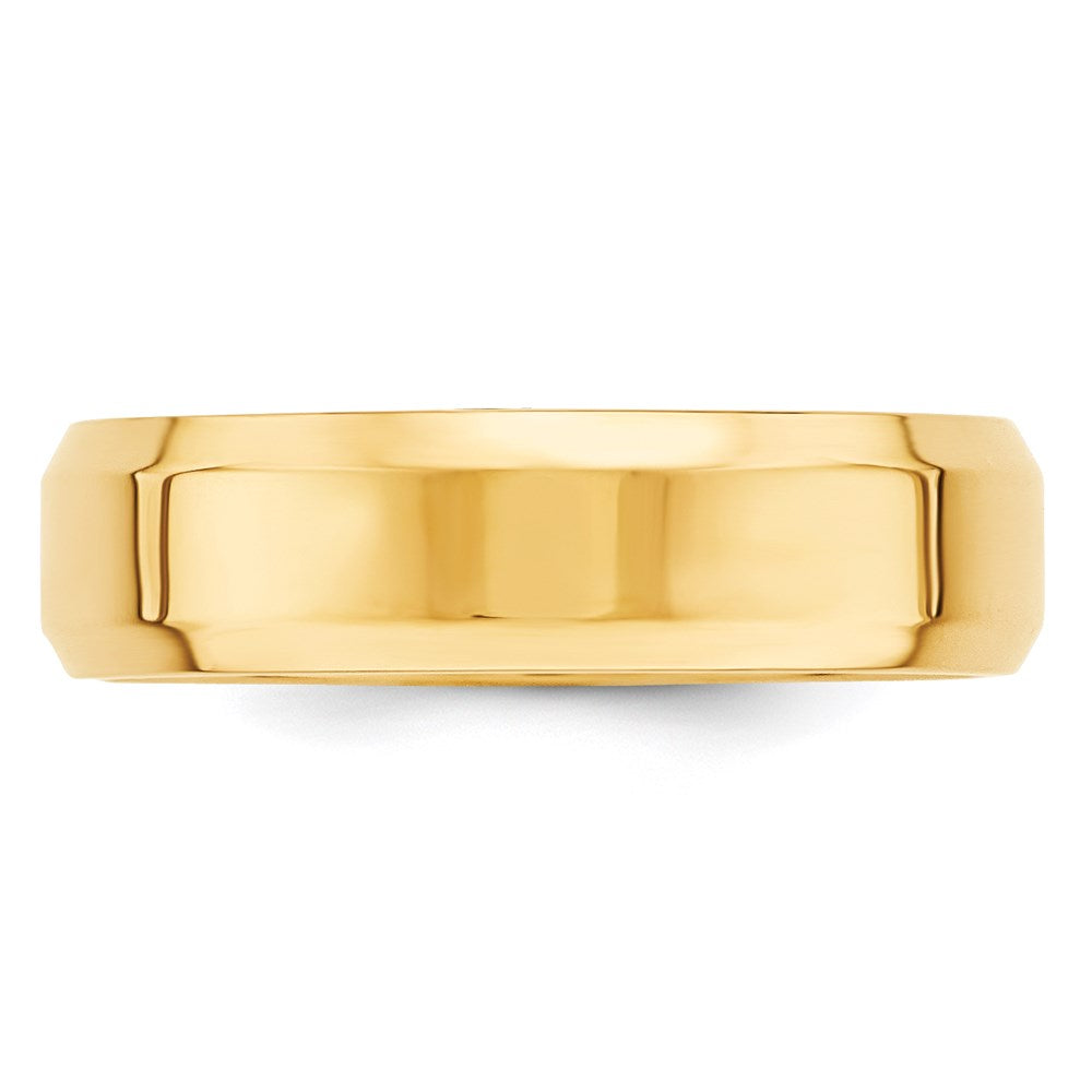14k Yellow Gold 6mm Beveled Edge Comfort Fit Wedding Band