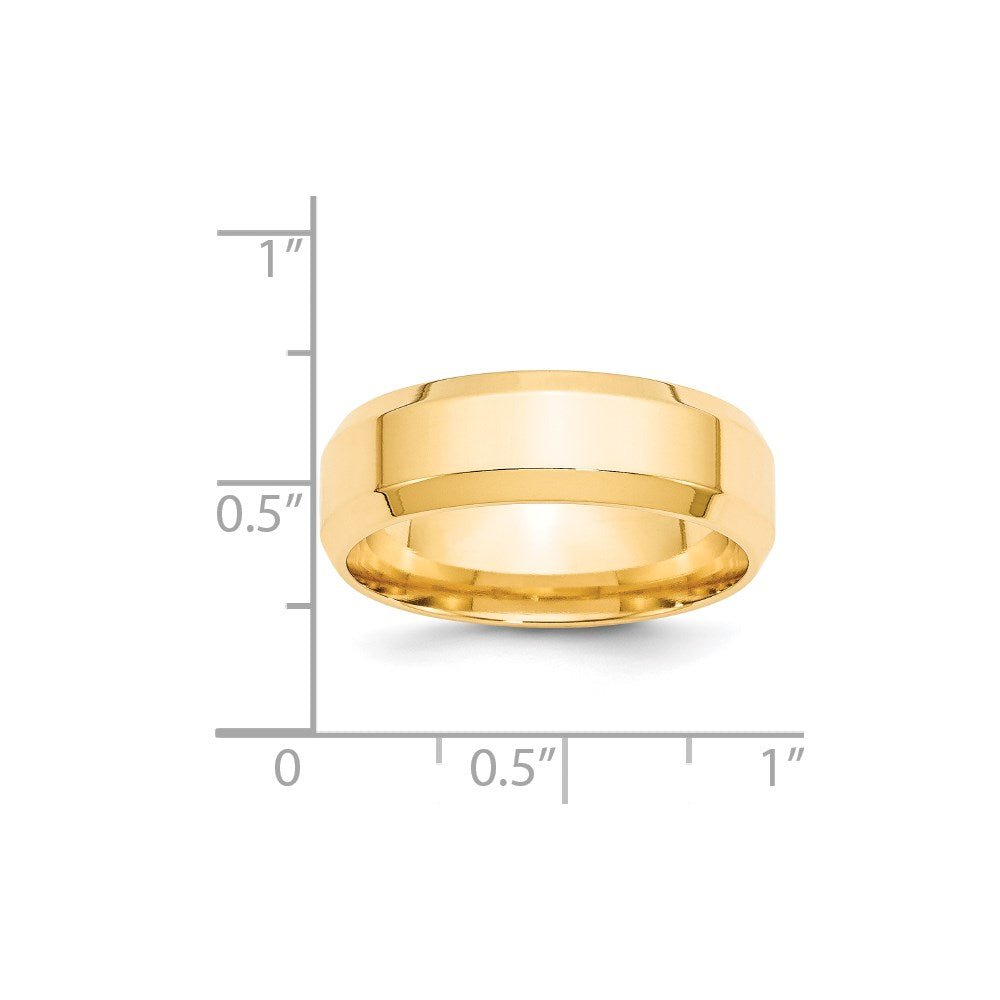 14k Yellow Gold 7mm Beveled Edge Comfort Fit Wedding Band