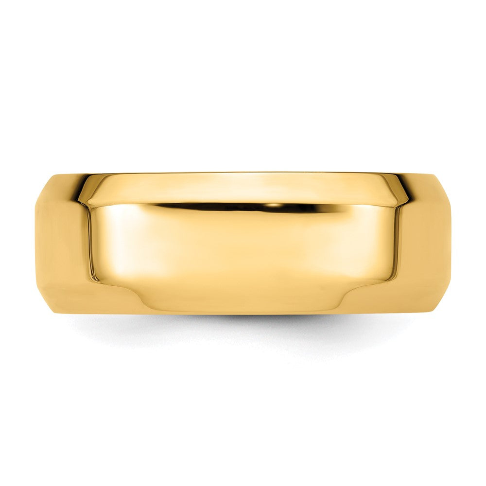 14k Yellow Gold 8mm Beveled Edge Comfort Fit Wedding Band