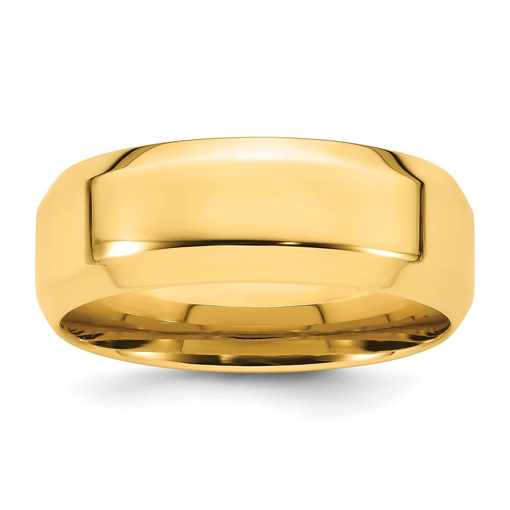 14k Yellow Gold 8mm Beveled Edge Comfort Fit Wedding Band 