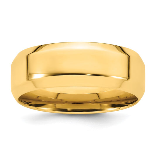 14k Yellow Gold 8mm Beveled Edge Comfort Fit Wedding Band 