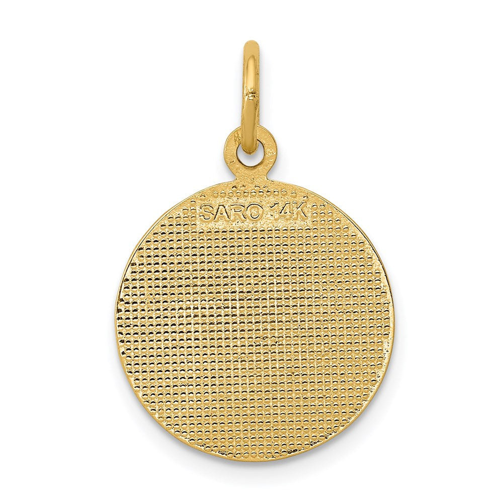 14K Satin and Polished COMMUNION Round Disc Charm