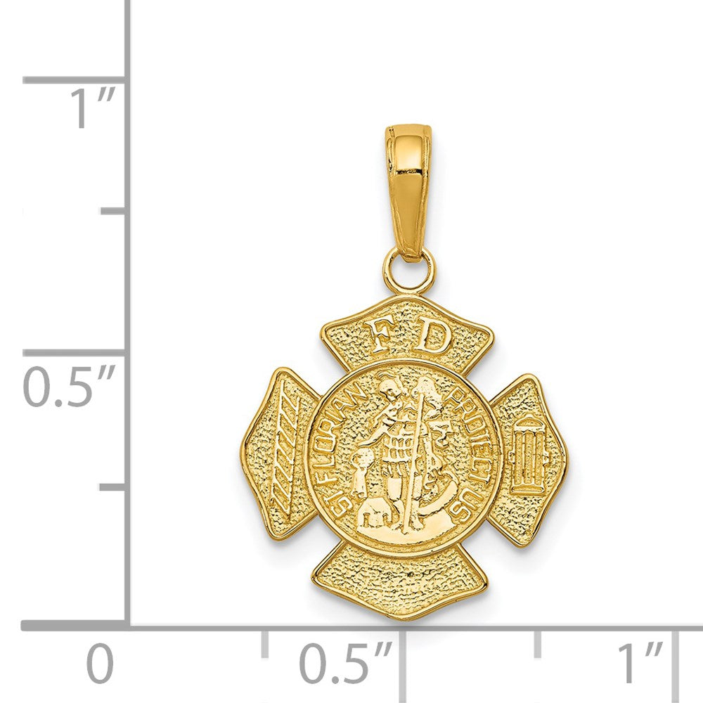 14k Polished Small Solid St. Florian F.D. Badge Pendant