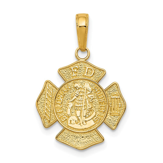 14k Polished Small Solid St. Florian F.D. Badge Pendant