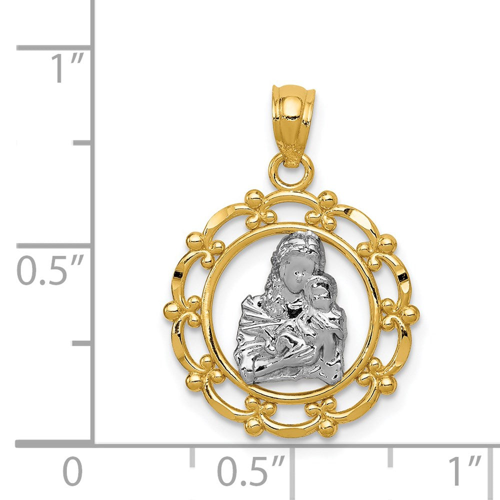 14k and White Rhodium Mother Holding Baby Pendant