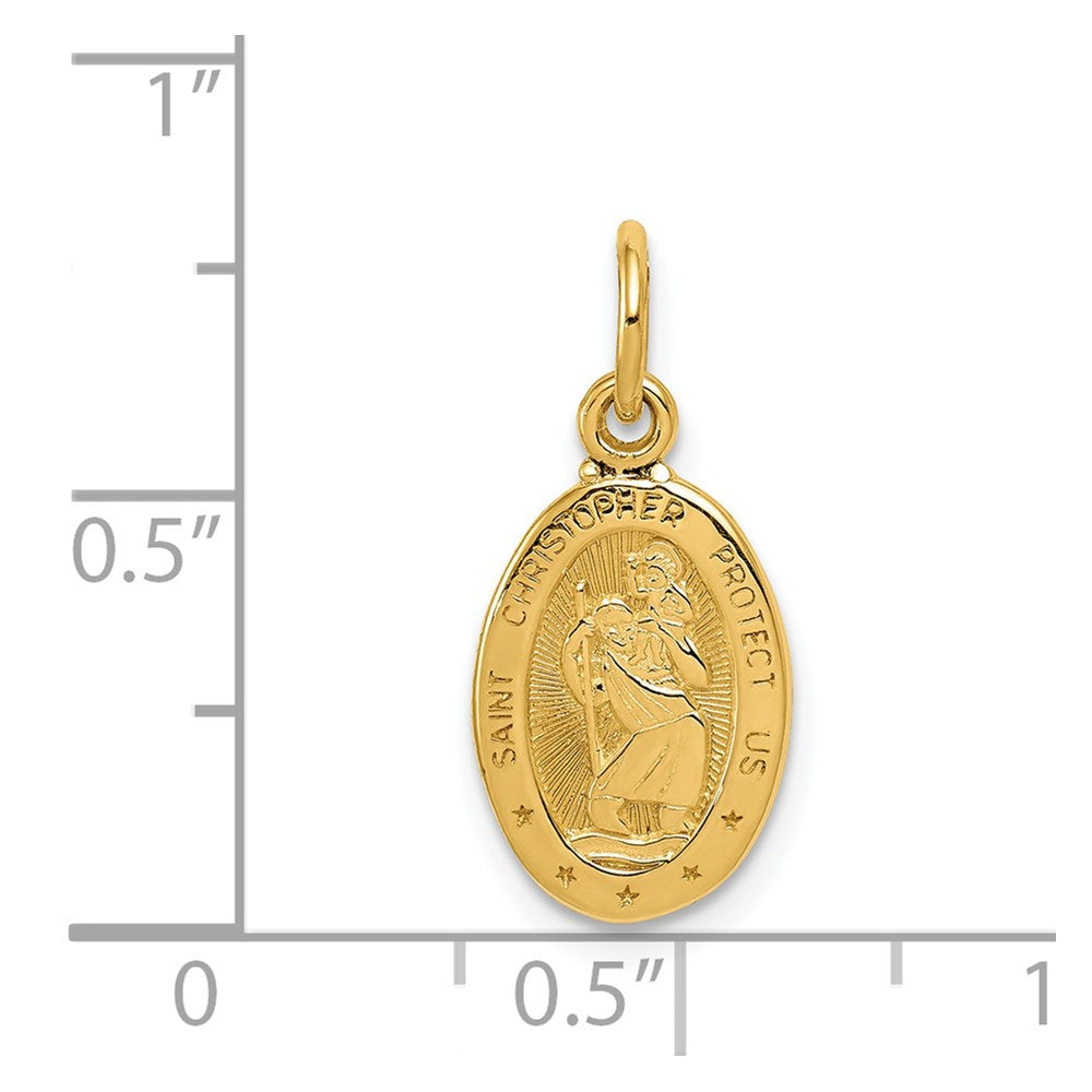 14k Polished Small Saint Christopher Medal Oval Charm