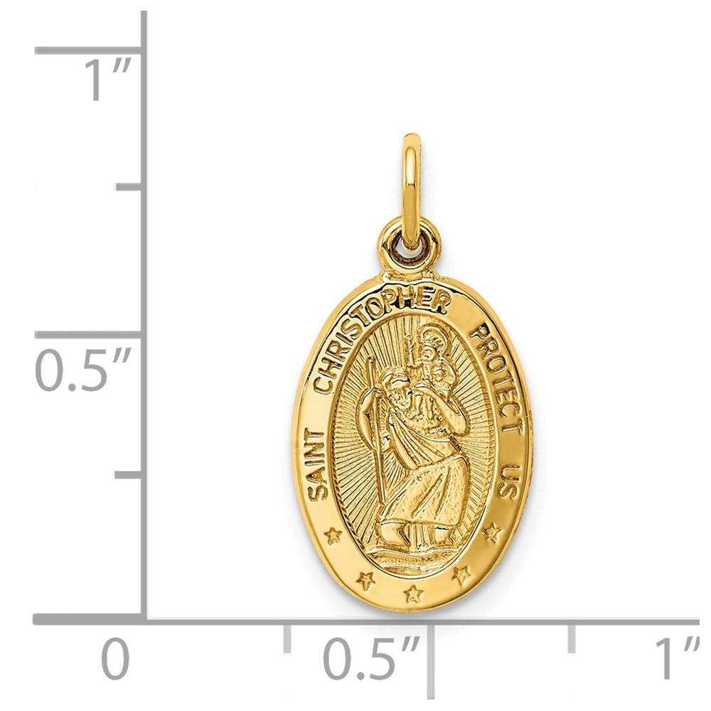 14k Polished Saint Christopher Medal Oval Charm