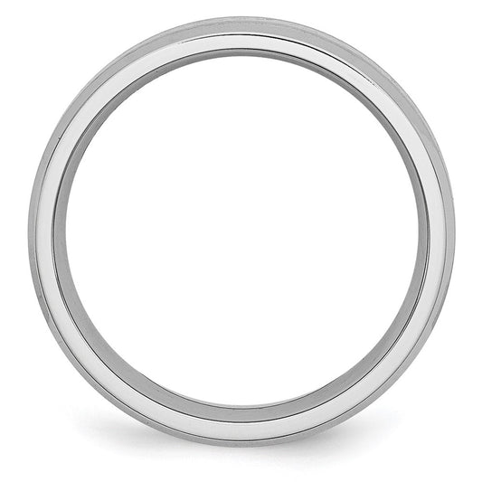 Chisel Cobalt Sterling Silver Inlay Satin and Polished 6mm Beveled Edge Band