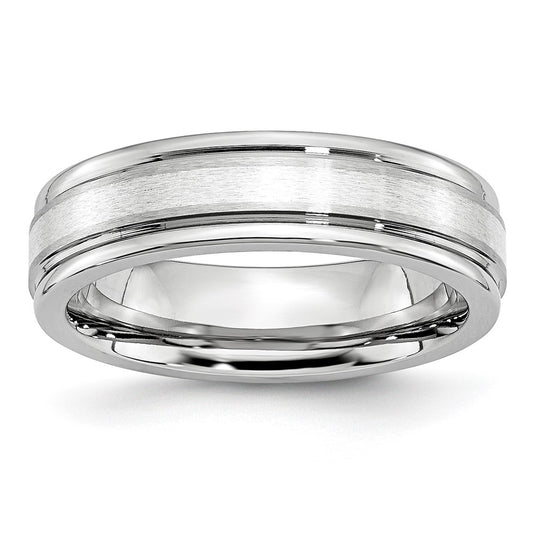 Chisel Cobalt Sterling Silver Inlay Satin and Polished 6mm Band