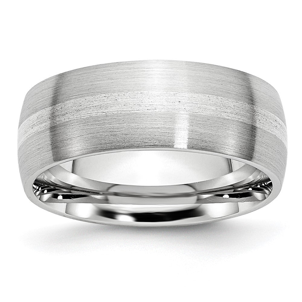 Chisel Cobalt Sterling Silver Inlay Satin 8mm Band