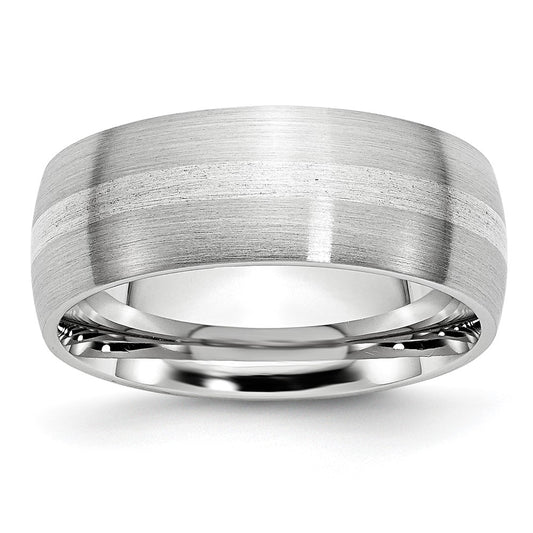 Chisel Cobalt Sterling Silver Inlay Satin 8mm Band