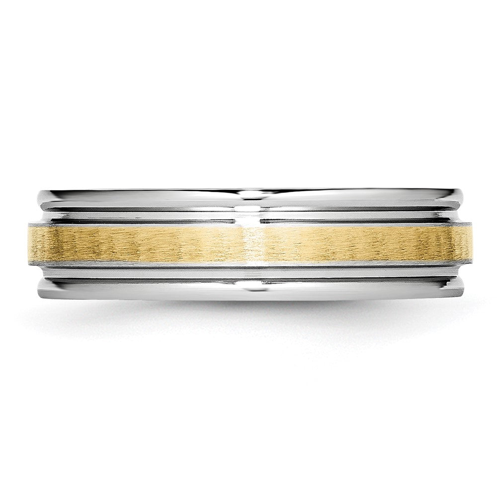 Chisel Cobalt 14k Gold Inlay Satin and Polished 6mm Band