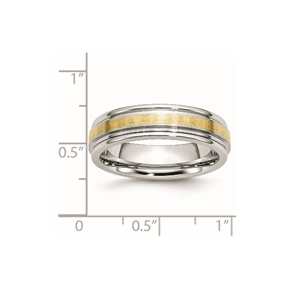 Chisel Cobalt 14k Gold Inlay Satin and Polished 6mm Band