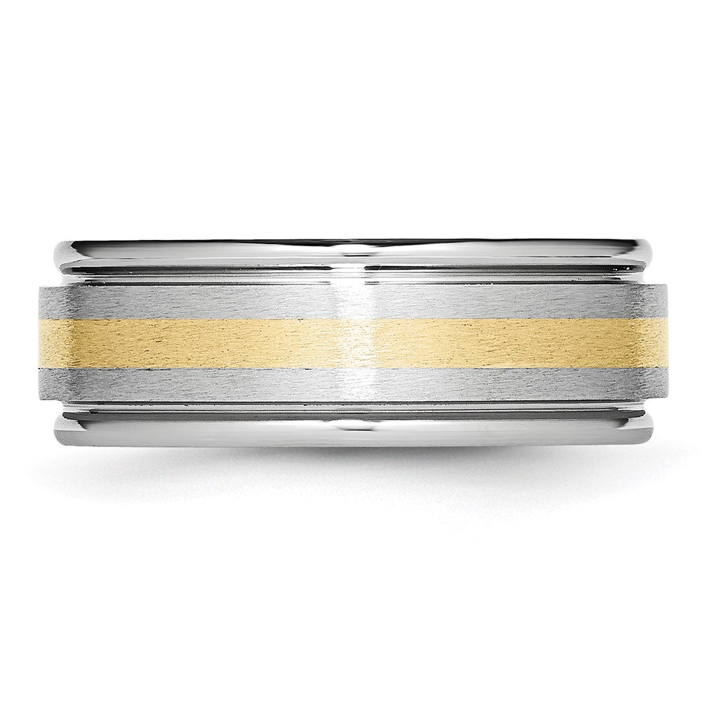 Chisel Cobalt 14k Gold Inlay Satin and Polished 8mm Band