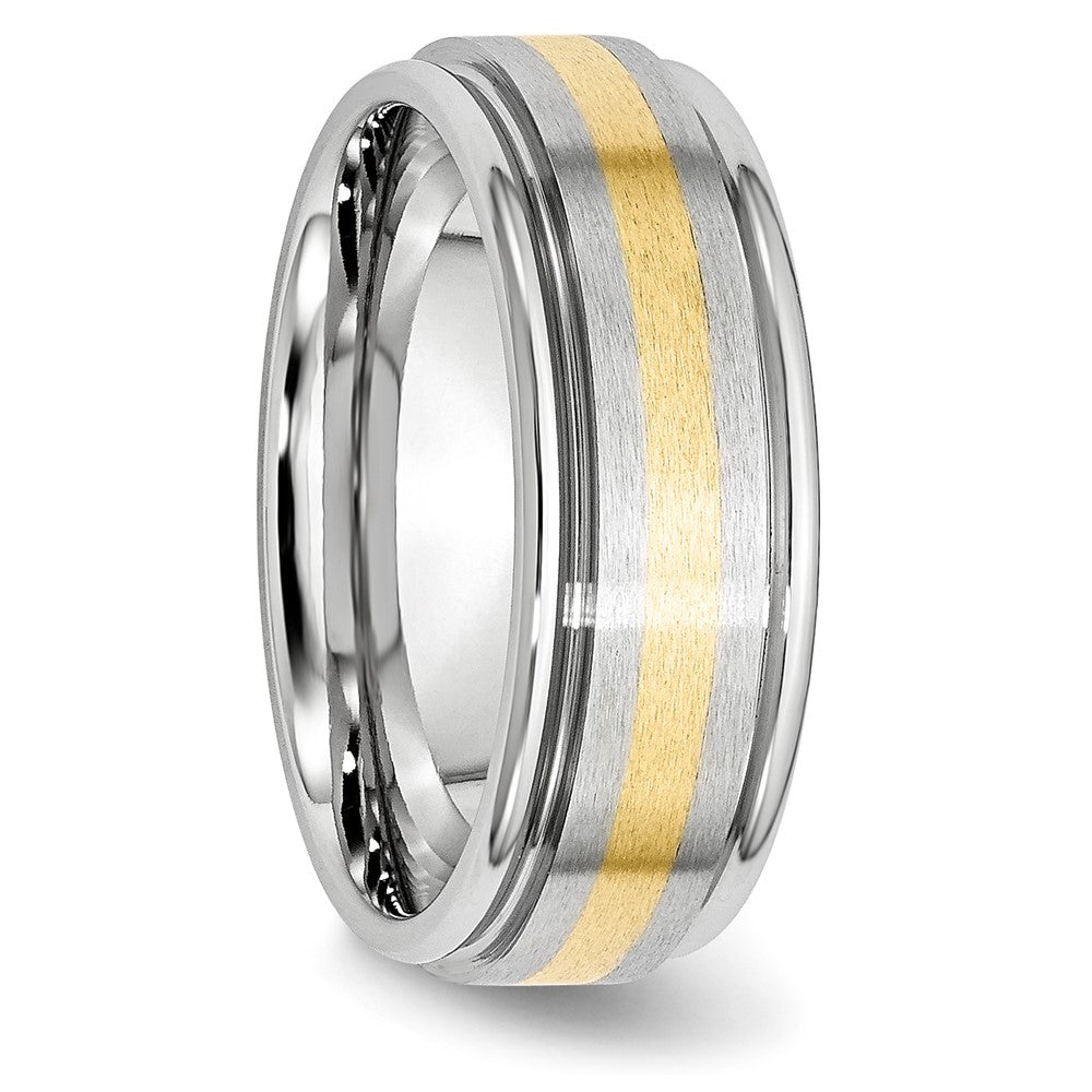 Chisel Cobalt 14k Gold Inlay Satin and Polished 8mm Band