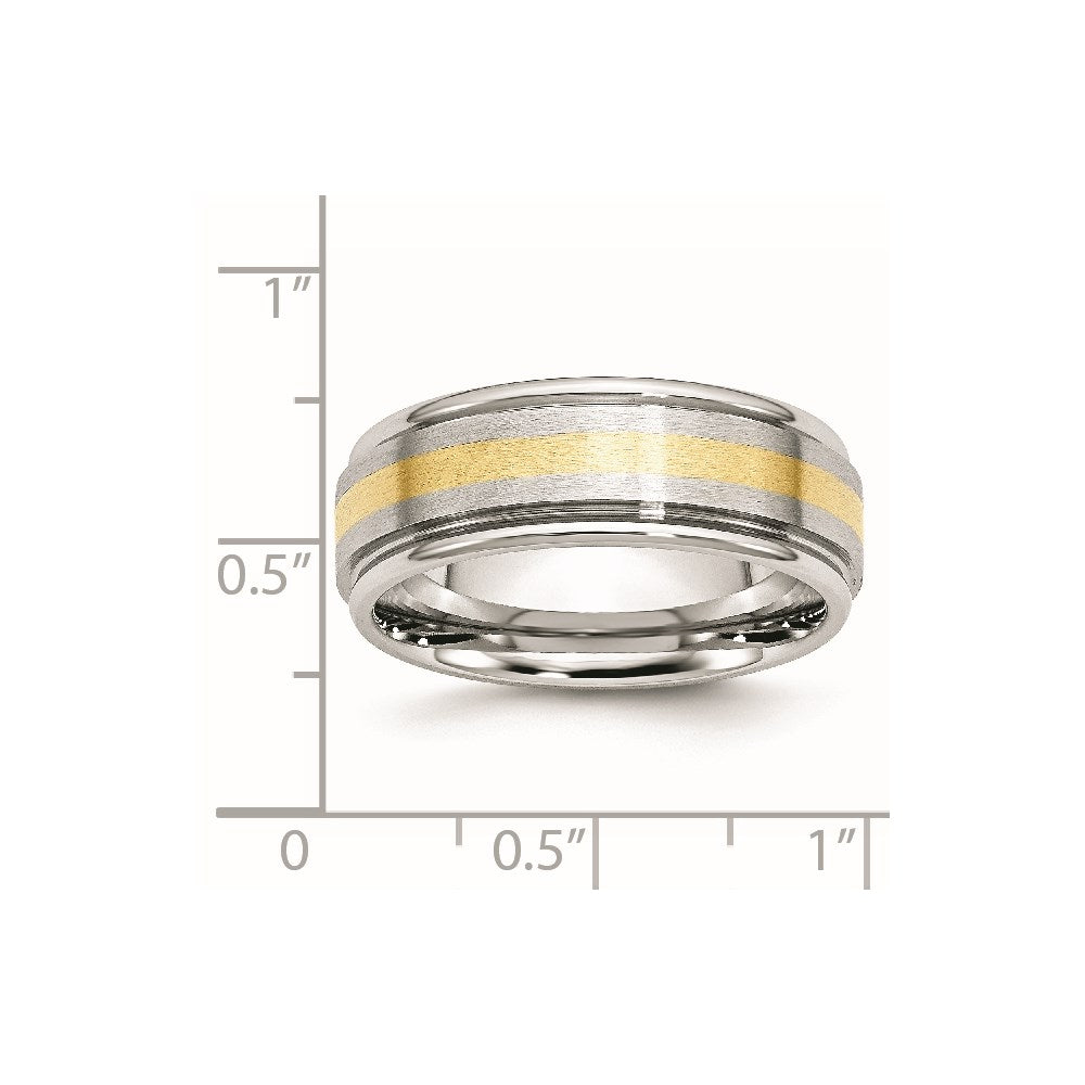 Chisel Cobalt 14k Gold Inlay Satin and Polished 8mm Band