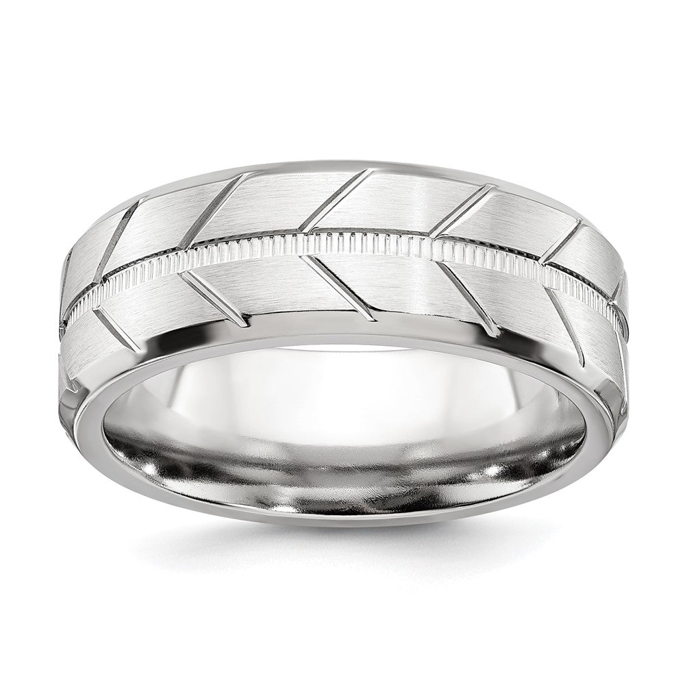 Chisel Cobalt Brushed and Polished Beveled 8mm Band