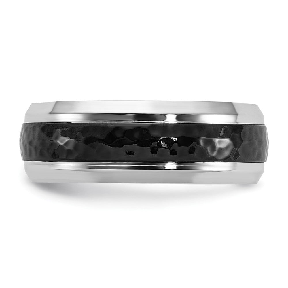 Chisel Cobalt Polished with Hammered Black IP-plated Center 8mm Band