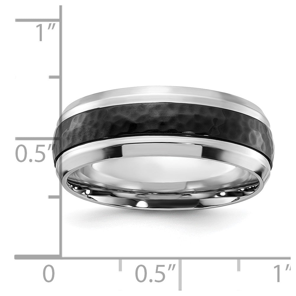 Chisel Cobalt Polished with Hammered Black IP-plated Center 8mm Band