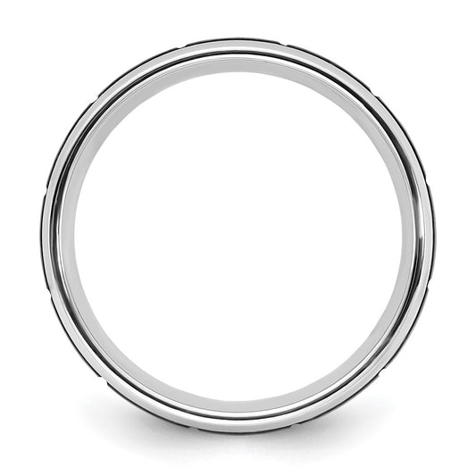 Chisel Cobalt Polished with Brushed Black IP-plated Grooved Center 8mm Band