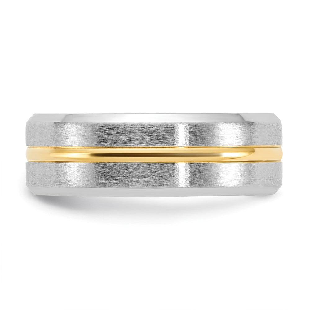 Chisel Cobalt Brushed and Polished with Yellow IP-plated Center Beveled Edge 8mm Band